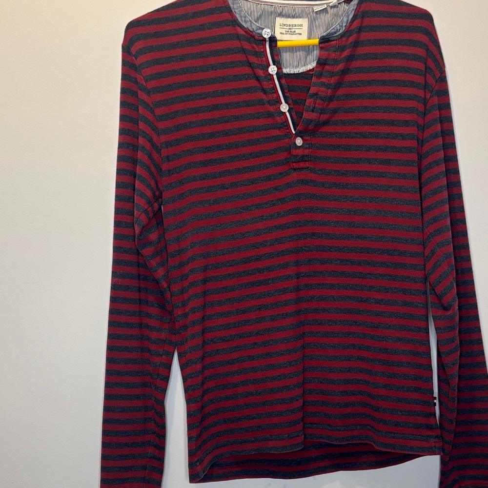 Red and Black Striped Long Sleeve Shirt